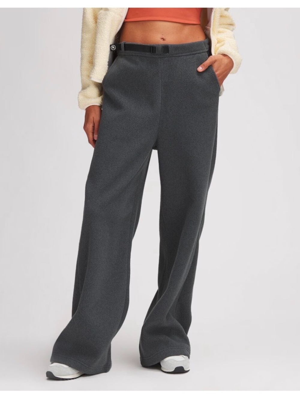 Wide Leg Fleece Pants in Charcoal - Relaxed Everyday Style